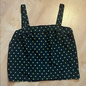 Kasper Black and Green Polka Dot Top